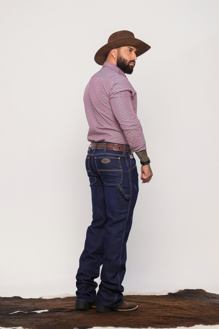 Calça Carpinteira Azul Estonada - Imagem 2