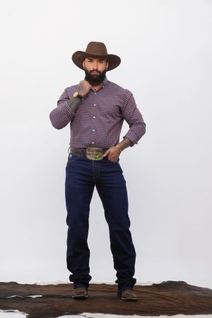 Calça Jeans Tradicional Azul Stonada