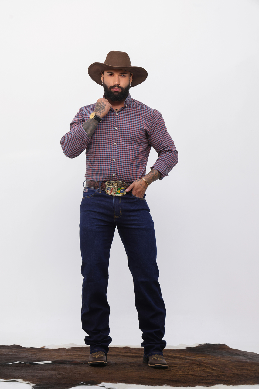 Calça Jeans Tradicional Azul Stonada